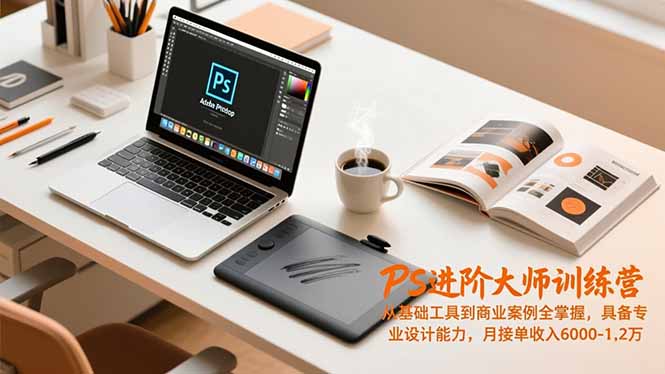 PS进阶大师训练营,从基础工具到商业案例全掌握,具备专业设计能力,月接单收入6000-1.2万-轻创终点站
