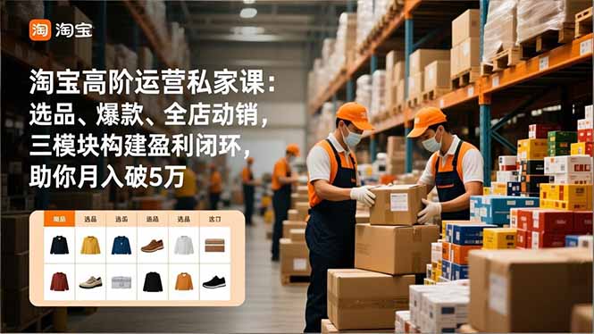 淘宝高阶运营私家课:选品、爆款、全店动销,三模块构建盈利闭环,助你月入破5万-轻创终点站